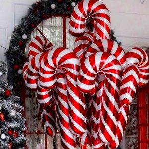 2 candy cane balloons